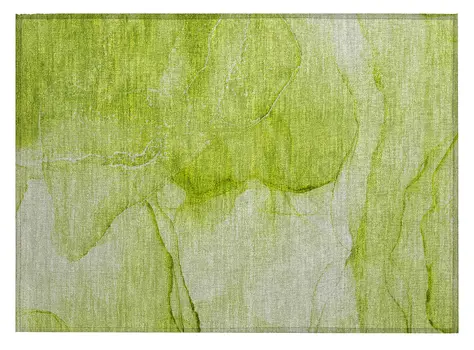 2' X 3' Green Abstract Washable Non Skid Indoor Outdoor Area Rug