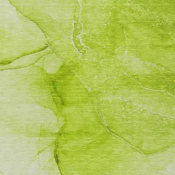 3' X 5' Green Abstract Washable Non Skid Indoor Outdoor Area Rug