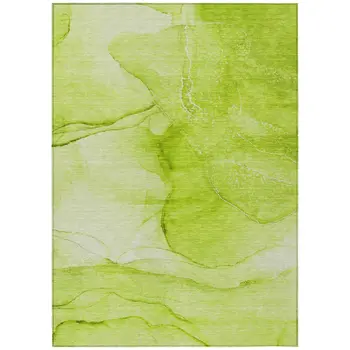 8' X 10' Green Abstract Washable Non Skid Indoor Outdoor Area Rug