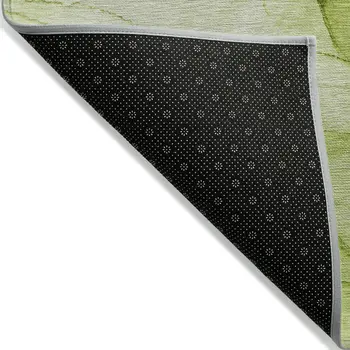 10' X 14' Green Abstract Washable Non Skid Indoor Outdoor Area Rug