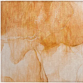 2' X 3' Orange Abstract Washable Indoor Outdoor Area Rug