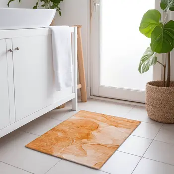 2' X 3' Orange Abstract Washable Indoor Outdoor Area Rug
