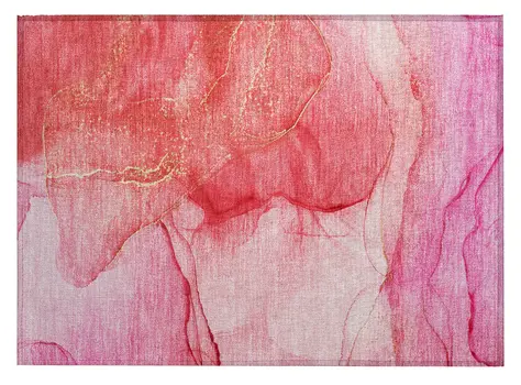 2' X 3' Pink Abstract Washable Indoor Outdoor Area Rug