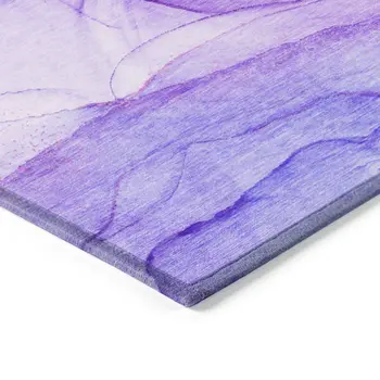5' X 8' Purple Abstract Washable Non Skid Indoor Outdoor Area Rug