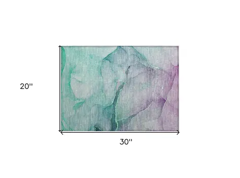 2' X 3' Green Abstract Washable Non Skid Indoor Outdoor Area Rug