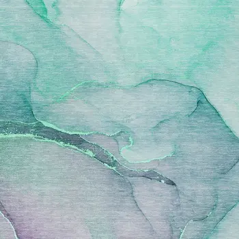 3' X 5' Green Abstract Washable Non Skid Indoor Outdoor Area Rug
