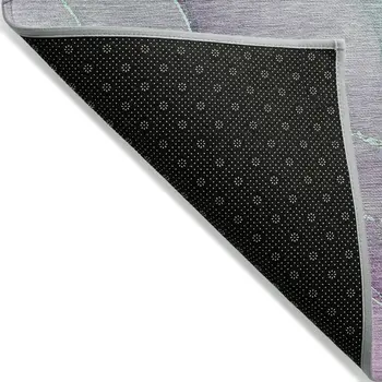 10' X 14' Teal and Purple Abstract Washable Indoor Outdoor Area Rug