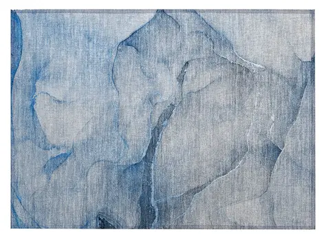 2' X 3' Blue Abstract Washable Non Skid Indoor Outdoor Area Rug