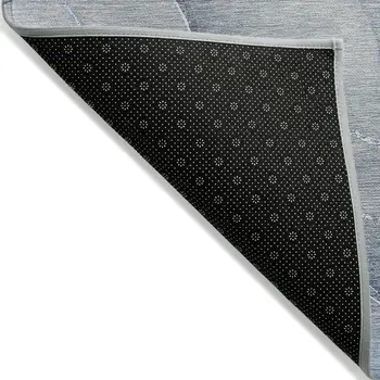 8' Runner Blue Abstract Washable Non Skid Indoor Outdoor Runner Rug