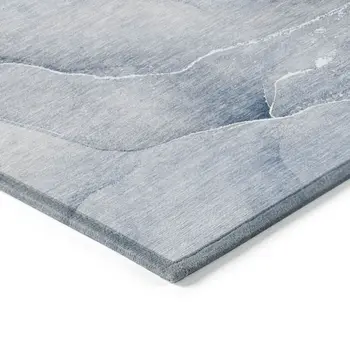 8' Runner Blue Abstract Washable Non Skid Indoor Outdoor Runner Rug