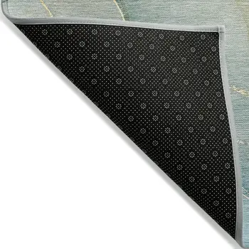 5' X 8' Green Abstract Washable Non Skid Indoor Outdoor Area Rug