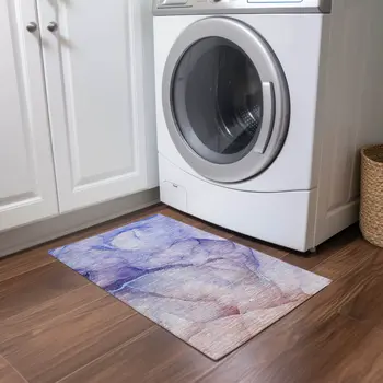 2' X 3' Blue and Brown Abstract Washable Non Skid Indoor Outdoor Area Rug