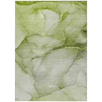 8' X 10' Olive Green Abstract Washable Indoor Outdoor Area Rug