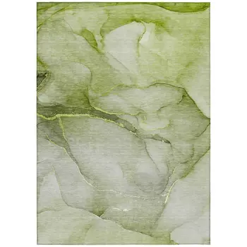 10' X 14' Olive Green Abstract Washable Non Skid Indoor Outdoor Area Rug