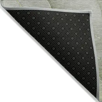 10' X 14' Olive Green Abstract Washable Non Skid Indoor Outdoor Area Rug