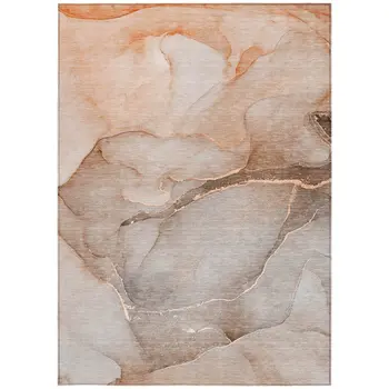5' X 8' Taupe Abstract Washable Indoor Outdoor Area Rug