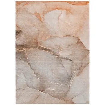 8' X 10' Taupe Abstract Washable Non Skid Indoor Outdoor Area Rug