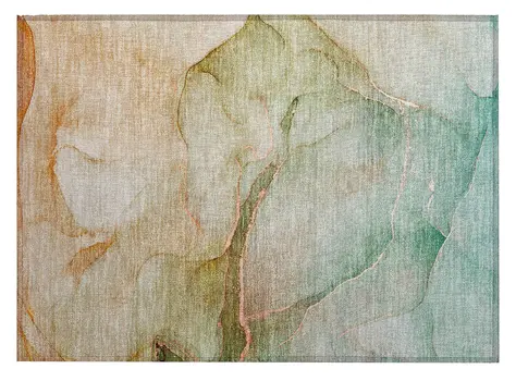 2' X 3' Teal Abstract Washable Non Skid Indoor Outdoor Area Rug