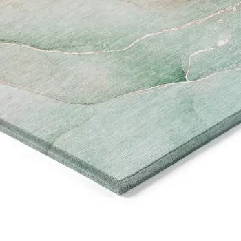 8' X 10' Teal Abstract Washable Non Skid Indoor Outdoor Area Rug