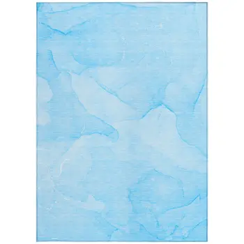 3' X 5' Blue Abstract Washable Non Skid Indoor Outdoor Area Rug