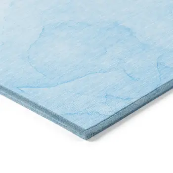 3' X 5' Blue Abstract Washable Non Skid Indoor Outdoor Area Rug