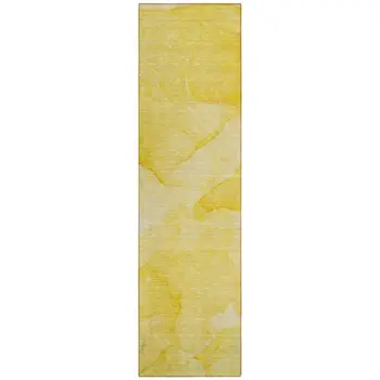 2' X 8' Gold Abstract Washable Non Skid Indoor Outdoor Runner Rug