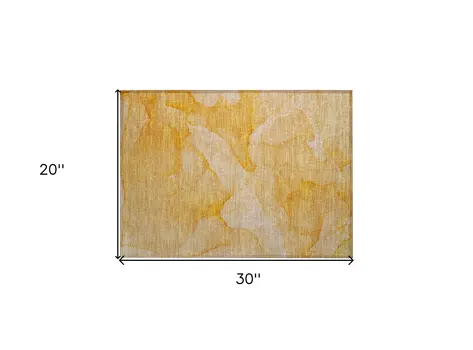 2' X 3' Orange Abstract Washable Non Skid Indoor Outdoor Area Rug
