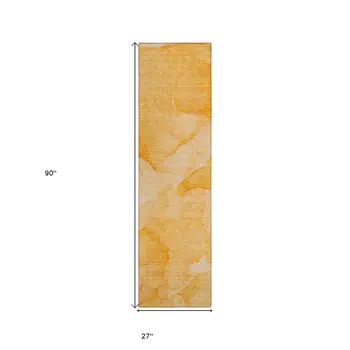 2' X 8' Orange Abstract Washable Non Skid Indoor Outdoor Runner Rug