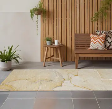 2' X 8' Beige Abstract Washable Indoor Outdoor Runner Rug