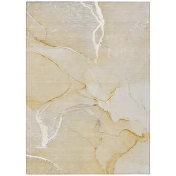 10' X 14' Beige Abstract Washable Non Skid Indoor Outdoor Area Rug