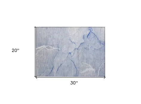 2' X 3' Blue Abstract Washable Non Skid Indoor Outdoor Area Rug