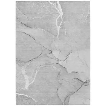 8' X 10' Gray Abstract Washable Non Skid Indoor Outdoor Area Rug