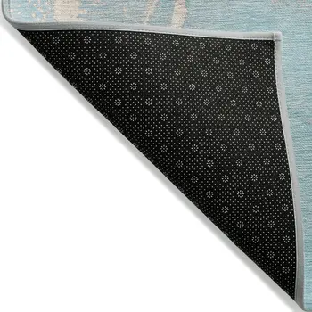 3' X 5' Teal Abstract Washable Non Skid Indoor Outdoor Area Rug