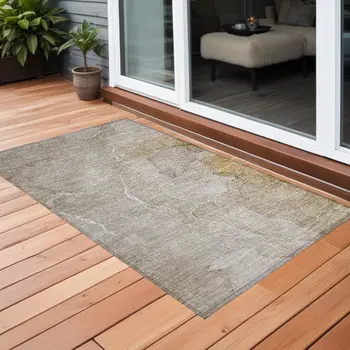 2' X 3' Beige Abstract Washable Non Skid Indoor Outdoor Area Rug