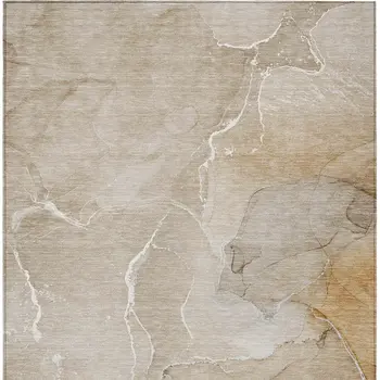 3' X 5' Beige Abstract Washable Non Skid Indoor Outdoor Area Rug