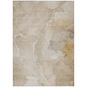 9' X 12' Beige Abstract Washable Non Skid Indoor Outdoor Area Rug