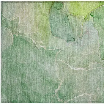 2' X 3' Green Abstract Washable Non Skid Indoor Outdoor Area Rug