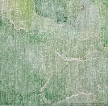 2' X 3' Green Abstract Washable Non Skid Indoor Outdoor Area Rug