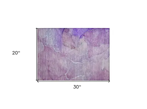 2' X 3' Purple Abstract Washable Non Skid Indoor Outdoor Area Rug