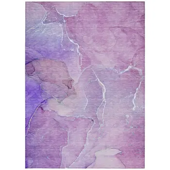 10' X 14' Purple Abstract Washable Non Skid Indoor Outdoor Area Rug