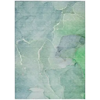 3' X 5' Teal Abstract Washable Non Skid Indoor Outdoor Area Rug