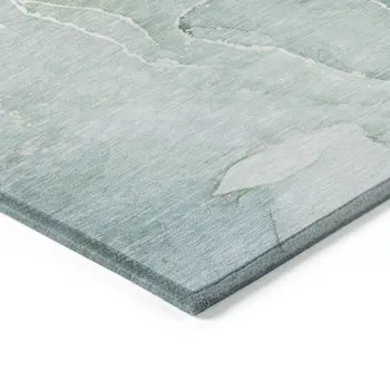 3' X 5' Teal Abstract Washable Non Skid Indoor Outdoor Area Rug