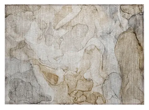2' X 3' Beige Abstract Washable Non Skid Indoor Outdoor Area Rug