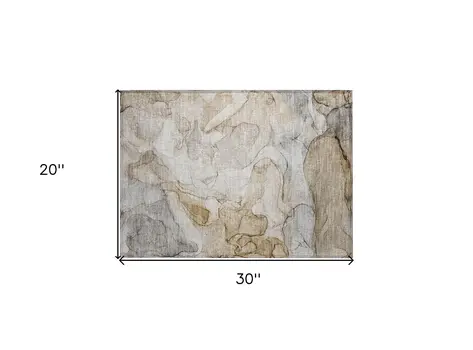 2' X 3' Beige Abstract Washable Non Skid Indoor Outdoor Area Rug