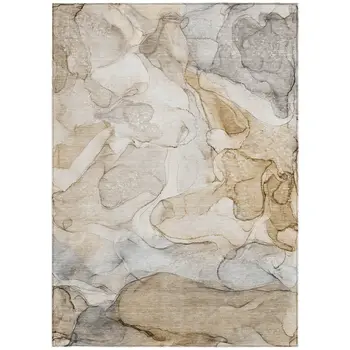 10' X 14' Beige Abstract Washable Non Skid Indoor Outdoor Area Rug