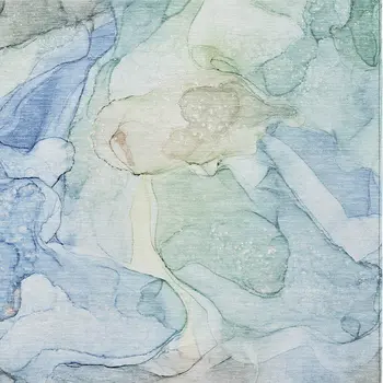 3' X 5' Blue Abstract Washable Non Skid Indoor Outdoor Area Rug