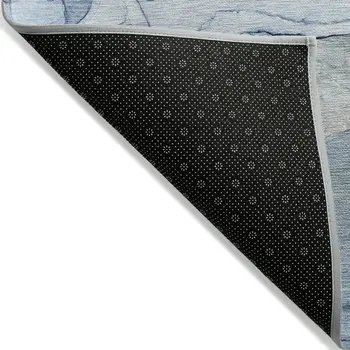9' X 12' Blue Abstract Washable Non Skid Indoor Outdoor Area Rug