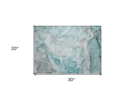 2' X 3' Gray and Ivory Abstract Washable Non Skid Indoor Outdoor Area Rug