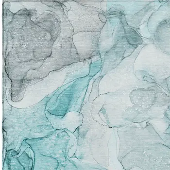 3' X 5' Gray and Ivory Abstract Washable Non Skid Indoor Outdoor Area Rug