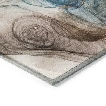 10' X 14' Beige Abstract Washable Non Skid Indoor Outdoor Area Rug
